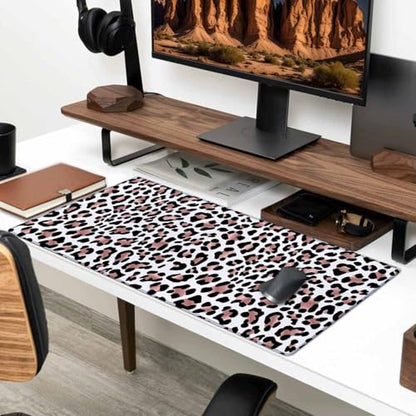 Gaming Mouse Pad, Large Mouse Pads for Women, Non-Slip Rubber Base Mousepad, Keyboard Mouse Mat, Desk Pad with Stitched Edges, 31.5x11.8inch Leopard Skin Rose Gold Pattern - color: Leopard Skin Rose Gold Pattern, size: 31.5" x 11.8"