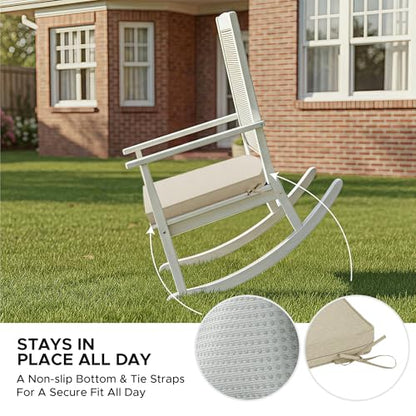 Outdoor Chair Cushions, Fade-Resistant & Water-Resistant, D Shaped Patio Furniture Seat Chair Pads Replacement with Ties, Non-Slip Bottom, Removable Cover, Set of 6, 17 x 16 Inch, Beige - color: Beige, size: 17" x 16" 6 Pack