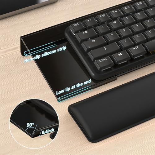 Computer Keyboard Stand and Wrist Rest Set，Keyboard Holder with Wrist Pad, Computer Wrist Support Pad, Keyboard Riser Holder with Wrist Pad for Office Home (Black) - color: Black