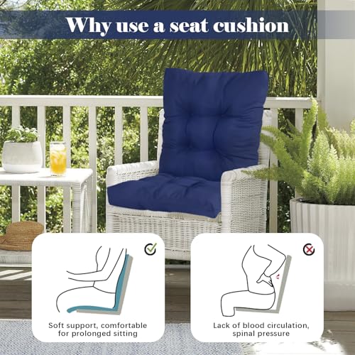 High Back Outdoor Chair Cushions Waterproof Outdoor Patio Chair Seat Pad and Back Floral Rocking Chair Cushion Thicken Chair Pads with Back and Ties,Non-Slip,Flower 41.7"*20.8" - color: Flower