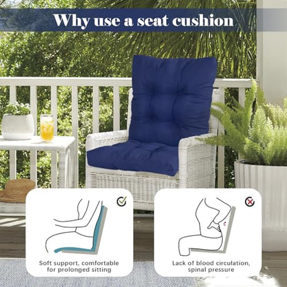 High Back Outdoor Chair Cushions Waterproof Outdoor Patio Chair Seat Pad and Back Floral Rocking Chair Cushion Thicken Chair Pads with Back and Ties,Non-Slip,Flower 41.7"*20.8" - color: Flower