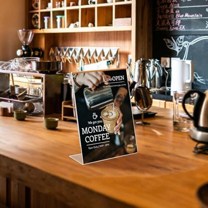Acrylic Sign Stand Holders - 8.5 x 11 Inches Clear Plastic Table Paper Display Stand, Suit for Displaying Posters, Picture, Flyers, Menu - 24 Pack - style: 24 pack