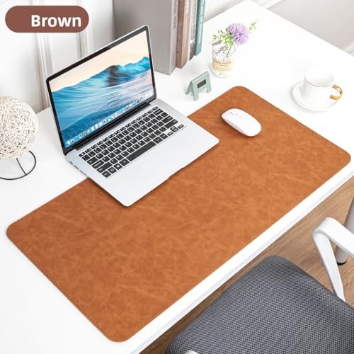 23.6"×13.8" Green Non-Slip PU Leather Desk Mat, Waterproof Extended Mouse Pad for Office
