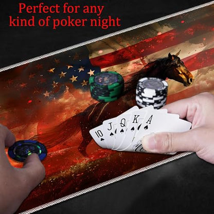 MTG Playmat, Smooth Surface Game Play Pad MTG TCG 24 x 14 inch with Storage Bag, Non-Slip Mouse Pad Card Fighting Game, American Flag Horse - color: American Flag Horse