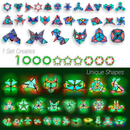 TOSY Magnet Pyramid Stone - 1 Cube Transforms into 1 Billion Shapes, 12 Pieces, 243 Rare Earth Magnets, Holographic Design Magnet Tiles Creative Puzzle STEM/STEAM Toy - color: Stone