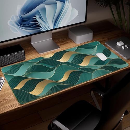Leather Minimalist Desk Pad, Colorful Art Mouse Pad Large Computer Keyboard Gaming Mousepad Waterproof Desktop Protector & Cover, Decorative PU Leather Laptop Mouse Mat Home Decor 10 x 25.6 inch C53 - color: colorful-21