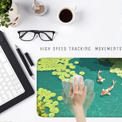 Japanese Koi Fish Desk Mat Pad XXL Large Lofi Serene Pond Playmat Gaming Mouse Pad Desktop Mat for Office,Computer,Keyboard,Laptop and Home 31.5 X 15.7inch - color: A7- Koi Fish