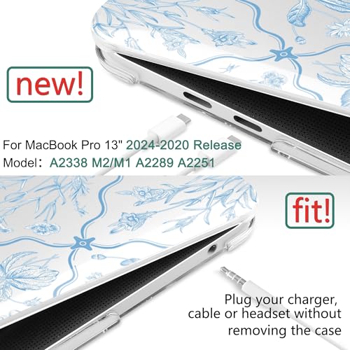 DONGKE Compatible with MacBook Pro 13 inch Case 2024 2023-2020 Release A2338 M2/M1 A2251 A2289 with Retina Display & Touch ID, Plastic Hard Shell & Keyboard Cover & Screen Film - Millefleurs - color: Millefleurs