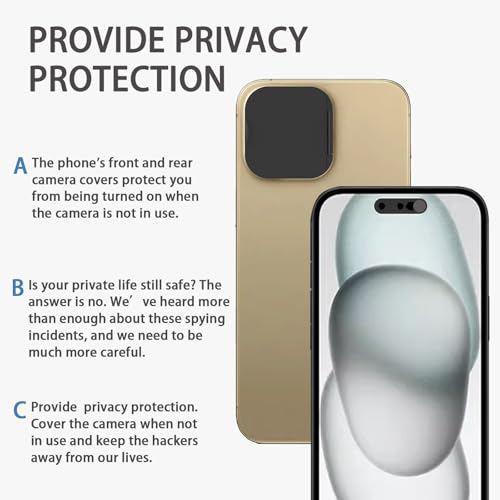 Front Camera Cover Compatible for iPhone 16Pro /16 Pro Max with Rear Lens Cover,Protect Privacy and Security But Not Affect Facial Recognition(2Pack)-2025 Updated Version - size: 16Pro/X16Pro Max