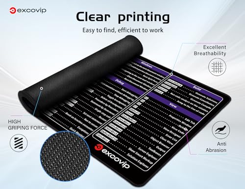 excovip Visual Studio Commands Shortcuts Mouse Pad -80x30x0.2 cm Extended Large Cheat Sheet Mousepad PC Office Spreadsheet Keyboard Mouse Mat Non-Slip Stitched Edge 0364 - color: For Visual Studio