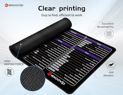 excovip Visual Studio Commands Shortcuts Mouse Pad -80x30x0.2 cm Extended Large Cheat Sheet Mousepad PC Office Spreadsheet Keyboard Mouse Mat Non-Slip Stitched Edge 0364 - color: For Visual Studio