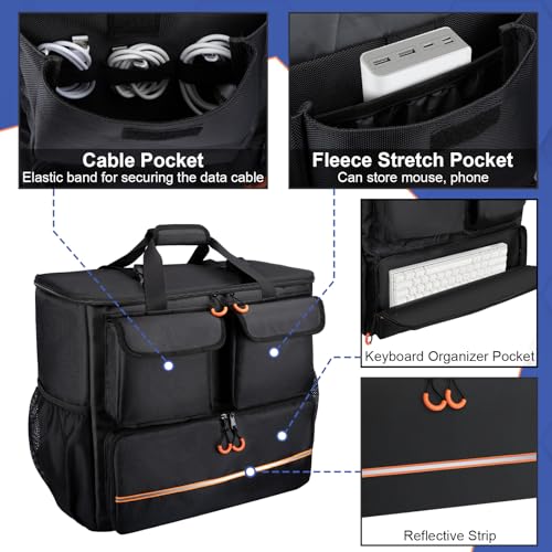 Computer Desktop Mid Tower Large Carrying Case, PC Travel Case for Computer for Moving, Portable Gaming Backpack for Keyboard, Mouse and Accessories,Compatible with ATX/M-ATX mainframe chassis