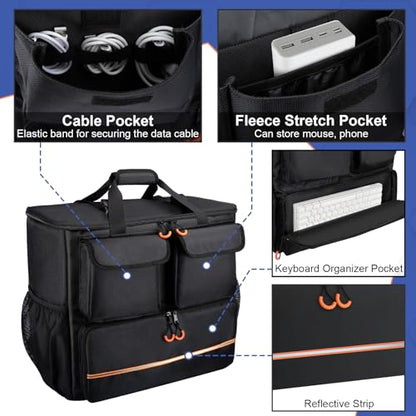 Computer Desktop Mid Tower Large Carrying Case, PC Travel Case for Computer for Moving, Portable Gaming Backpack for Keyboard, Mouse and Accessories,Compatible with ATX/M-ATX mainframe chassis