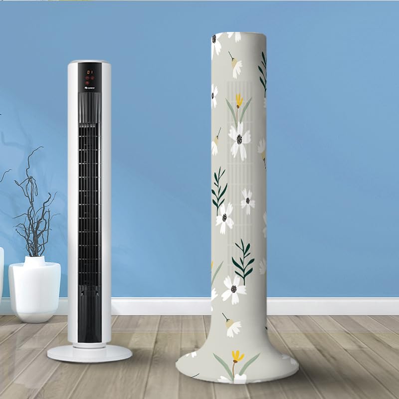Daisy Pattern Tower Fan Stand Cover - Dust-Proof Protective Sleeve for 37-49 Inch Vertical Fan - color: Daisy, size: Large