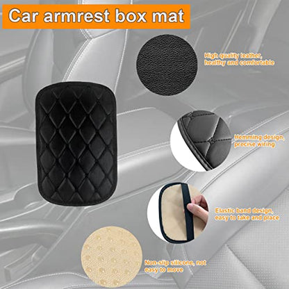 Auto Center Console Pad, PU Leather Car Center Console Box Cushion, Non Slip Soft Armrest Seat Box Cover, Waterproof Vehicle Armrest Protector, Car Accessories for SUV, Car (Rhombic Lattice Black) - color: Rhombic Lattice Black