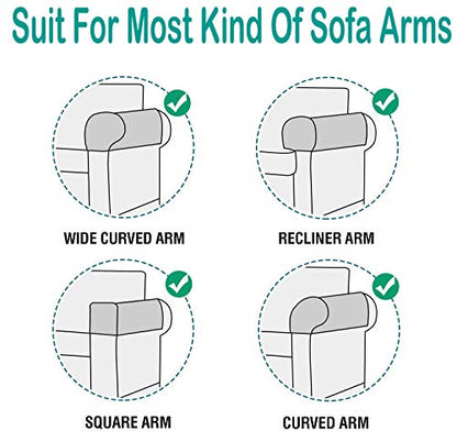 Sofa Couch Arm Chair Covers, Armrest Armchair Covers Stretch Recliner Slipcovers, Set of 2 (Chocolate) - color: Chocolate