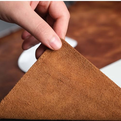 Jersey Genuine Calfskin Leather Desk Pad, Office Desk Mat with Non-Slip Bottom, Smooth Surface for Mouse & Keyboard, Desk Protector (36x19 inches) (Antic Tan) - color: Antic Tan