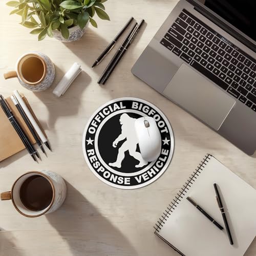 Bigfoot Response Vehicle Round Mousepad, Black and White Mouse Pads for Desk Home Office Computers Laptop Accessories, Bigfoot Gifts for Women Men, Funny Office Decor for Women, 7.9x7.9 Inch - color: 01 Color