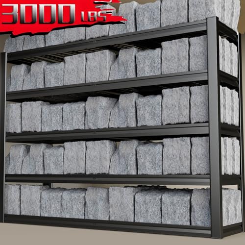 5-Tier Storage Shelves, 68" W Garage Shelving Heavy Duty Metal Adjustable Garage Shelves, Shelving Units Industrial Shelving for Warehouse, 68" W x 20" D x 84" H,Black - size: 68"Wx84"Hx20"D | 5 Tier