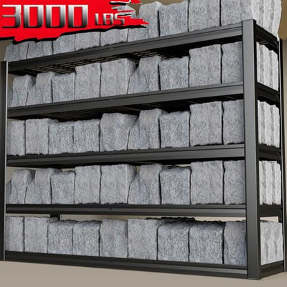 5-Tier Storage Shelves, 68" W Garage Shelving Heavy Duty Metal Adjustable Garage Shelves, Shelving Units Industrial Shelving for Warehouse, 68" W x 20" D x 84" H,Black - size: 68"Wx84"Hx20"D | 5 Tier