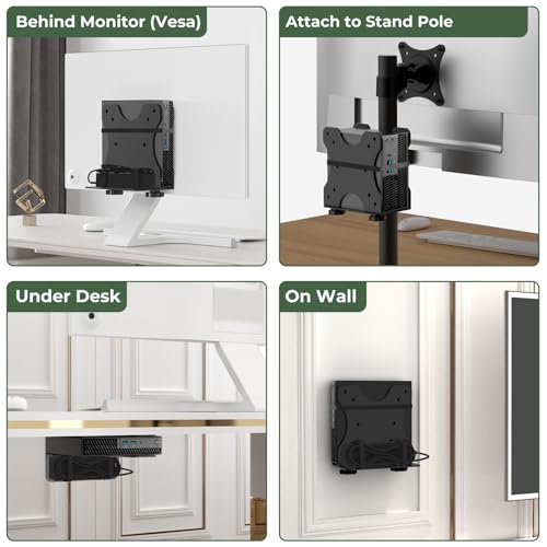 Adjustable Thin Client Mini PC Vesa Mount to Wall, Under Desk, Attached to Monitor Arm and Stand Pole for HP, Dell, Bosgame Ryzen 5, GMKtec K11, Bmax B3, KAMRUI E3B, NUC, Mac mini and Small CPUs