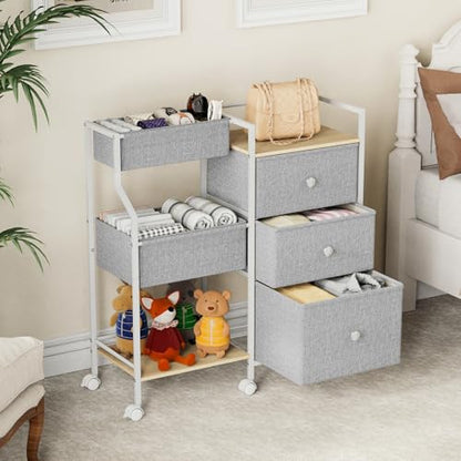 Modanais Baby Organizer and Storage - 3 Tier Rolling Cart with Dividers and Drawers, Easy To Assemble, Mobile Utility Cart with Wheels for Nursery, Bedroom, Changing Table & Crib,Light Gray - color: Light Gray
