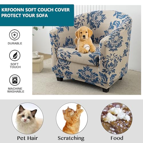 KRFOONN Club Chair Slipcover 2 Piece Stretch Printed Round Barrel Chair Covers Removable Tub Chair Slipcover with Elastic Bottom Chair Coverings Furniture Protector Cover for Living Room, B13 - color: Colorb13