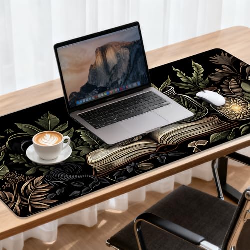 Book and Skull Gaming Mouse Pad 35.4 x 15.7 Inches with Non-Slip Rubber Base, Smooth Cloth Surface Desk Keyboard Mat for Computer, PC, Laptop, Desktop - color: Book and Skull