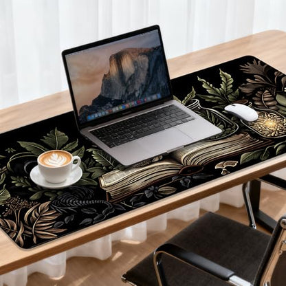 Book and Skull Gaming Mouse Pad 35.4 x 15.7 Inches with Non-Slip Rubber Base, Smooth Cloth Surface Desk Keyboard Mat for Computer, PC, Laptop, Desktop - color: Book and Skull