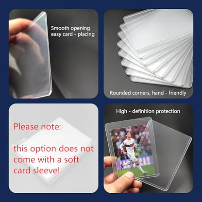 JohnBee Card Sleeves - 3"x4" Hard Plastic Top Loaders for Cards - Trading Card Sleeve & Baseball Card Holder - Premium Topload Ablum Photocard Holder for Sports, Game & Kpop Cards (Only 100 Hard) | Fit 2.5" x 3.5" Standard Cards, HD, Anti-Scratch for Coll