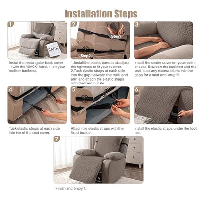Genina Waterproof Oversized Recliner Chair Covers - 100% Protection, Non-Slip, Washable Recliner Slipcover for Larger Recliners, Kids & Pets Friendly【28'' /Taupe】 - color: Taupe, size: 28 in （Oversized 1 Seater）