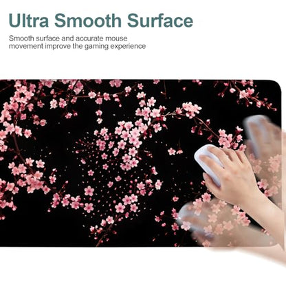 Cherry Blossom Extended Gaming Mouse Pad 35.4 x 15.7 Inch – Japanese-Inspired Desk Mat for Gaming, Office, and Study with Non-Slip Rubber Base - color: #42, size: 35.4 x 15.7 Inch