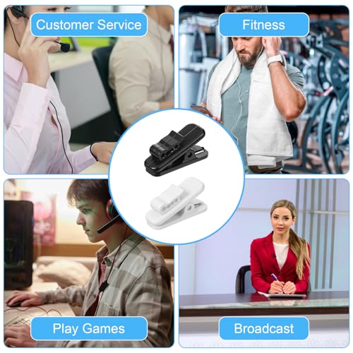 24 PCS Clips for Earphone Wire, 1 Inch Length Earphone Wire Clip Small Headphone Clips Lapel Mic Clip Headphone Mount Cable Clothing Clip for Fixing Earphones Microphone Cord (Black White)