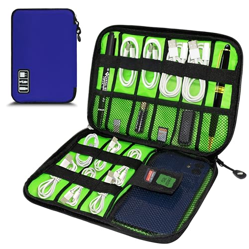 Electronics Organizer,Travel Cord Organizer Pouch, Portable Cable Organizer Bags,Travel Electronic Accessories Storage Case for Cables, Cords, Charger, Phone (Navy Blue) - color: A5-M-Navyblue, size: Medium