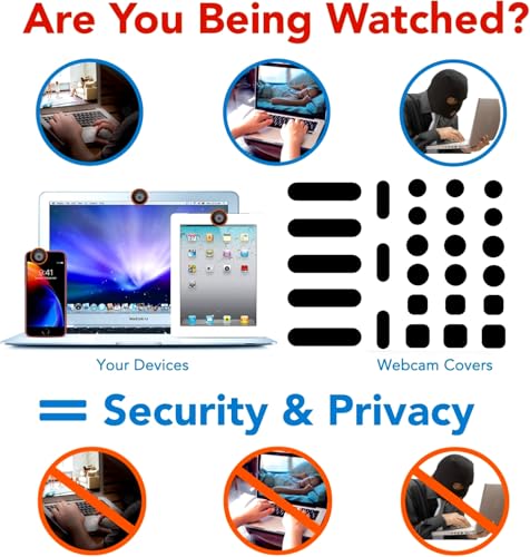 Universal Webcam Privacy Protector - Privacy Protection Accessory, Residue-Free Adhesion, Secure Screen Closure - dot, Square and Strip Patterns, 26 Pieces - Black - color: Black30