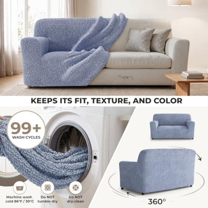 Premium Stretch Couch Covers for Sofa - Sofa Chair Cover Washable, Dogs & Pets Friendly - Elastic Polyester Loveseat Slipcovers - Non-Slip Love Seat Couch Covers - Blue (40"-63" Wide) - color: Blue, size: 40"-63" Wide