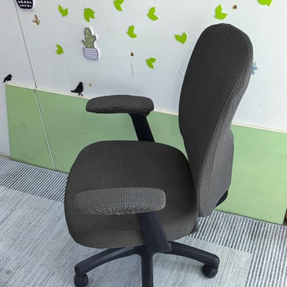HAPPYDOG 4 Pcs Office Chair Covers Set Stretchable Protective Rotating Computer Chair Seat Covers with Armrest Covers (Dark Grey) - color: Dark Grey