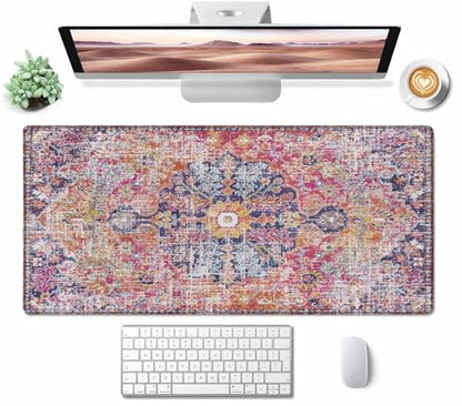 Mouse Pad Gaming, Large XXL Mouse Pads, Non-Slip Rubber Base Mousepad, Keyboard Mouse Mat Desk Pad with Stitched Edges, 31.5x15.7 inch Boho Fuchsia - color: Boho Fuchsia, size: 31.5L x 15.7W inches