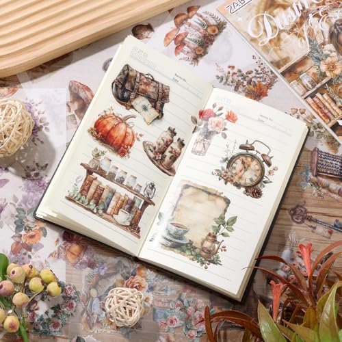 Scrapbooking Stickers 20 Sheets Pre-Cut 200 washi Stickers PET People Sticker Books for journaling Scrapbook Supplies Flower Transparent Journal Sticker - color: Beige