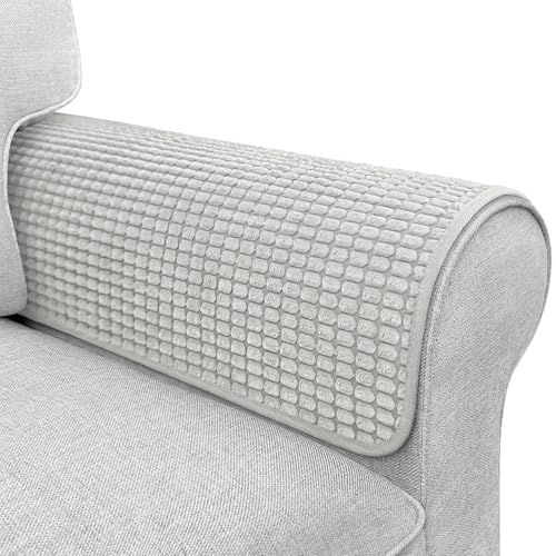 Couch Arm Covers, Sofa Arm Covers, Waterproof Armrest Cover for Sofa, Armchair, Loveseat, Headrest Cover, Non-Slip Recliner Arm Cover, Arm Chair Covers Set of 2 (Light Gray, 19"×19") - color: Light Gray, size: 19" x 19" - 2 pcs