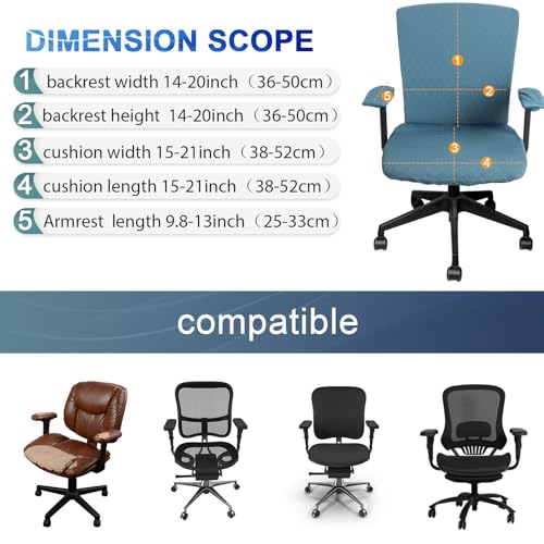 Tallew 4 Pcs Office Chair Covers Set Computer Universal Protective Stretchable Chair Seat Covers Desk Armrest Slipcovers Pads Office Cushion Backrest for Rotating (Azure Blue) - color: Azure Blue