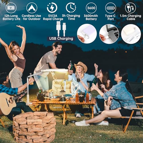Gift Rechargeable Overhead Video Conference Light for Desk with 3 Models 5 Brightness Levels,Built-in 3600mAh Battery Can be Used for Tiktok,Video Recording,Zoom Meeting,YouTube and Live Broadcast