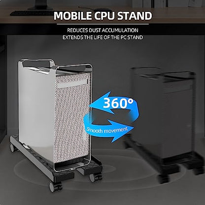 Adjustable Mobile CPU Stand, Ventilated Computer Tower Stand with 4 Caster Wheels Fits Most PC Tower, Under Desk CPU Holder PC Floor Cart Computer Riser for Gamers and Students (Large White) - color: Large White