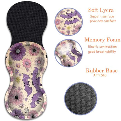 Large Gaming Mouse Pad + Wrist Rest+ Coaster Combo, 31.5 "x 11.8" Durable Non-Slip Extension Table Mat, Suitable for Office and Home, Halloween Bat Flower - color: Halloween Bat Flower