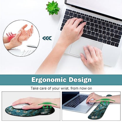 ARTSO Desk Mat, Large Gaming Mouse Pad Wrist Support Set, Ergonomic Keyboard Wrist Rest Desk Pad with Coaster Combo, Extended Mousepad with Non-Slip for Home Office, Blue Van Gogh Painting - color: Blue Van Gogh Painting