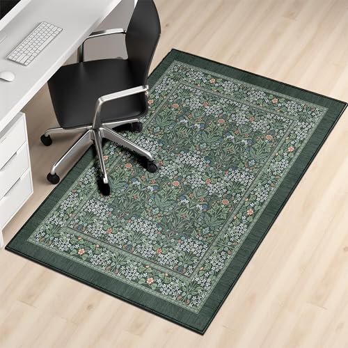 Office Chair Mat,48"x36"Floor Protector,Plant Pattern Desk Chair Mat,Chair Mat for Hard Wood and Tile Floor Chair mats - color: Dark Green