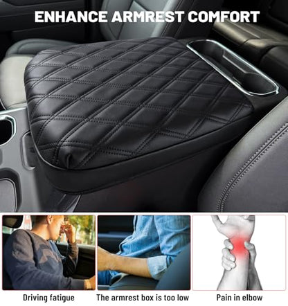 Center Console Armrest Cover for Chevy Chevrolet Silverado/GMC Sierra 2019-2026, Tahoe & Suburban & Yukon 2021-2026, PU Leather Middle Console Cover Protector Pad, Truck Interior Accessories - style: Bucket Seat 2019+