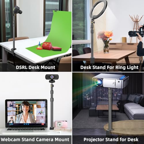 Camera Desk Mount Table Stand with Ball Head, Adjustable Light Stand with 1/4" Screw & C Clamp for DSLR Camera, Ring Light, Live Streaming, Photo Video Shooting - size: TL253H9