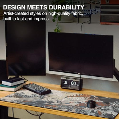 MPCO. Original Large Gaming Desk Mat – 36" x 17" Duraglyde Masterpiece Shogun Full Desk Mouse Pad for Smooth Precision – Non-Slip, Washable Extra-Large PC Mouse Pad for Gaming Sessions - color: DuraGlyde Shogun