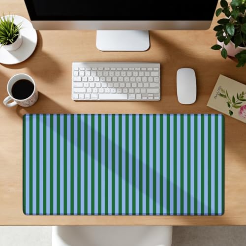 Green Teal Striped Desk Mat Cute Pastel XXL Large Gaming Mouse Pad Desk Pad Kawaii Aesthetic Home Office Decor Cozy Keyboard Laptop Computer Mat - color: A6- Green Teal